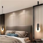 Moderne Chevet Chambre Salon Cuisine Câble Lustre Déco Luminaires Simple LED Pendentif Lumières BlancNoir – Image 5
