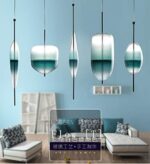 Nordic Modern Teardrop-Forme Bleu Suspension en Verre LED Art déco Simple Lampe Suspendue Blanche – Image 5