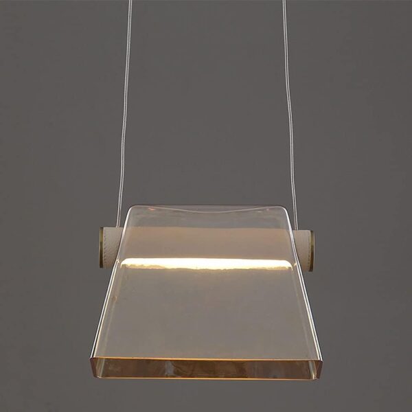 Nouveau Populaire Nordique Lumière Luxe Verre Petit Lustre Simplicité Cuir Décorer Suspension Moderne En Acier Au Carbone LED