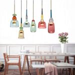 OSMARI Suspension Lustre Minimaliste Moderne, Suspension LED en Verre Multicolore Personnalité Créative Lampe Suspendue Restaurant Bar Café Luminaire Suspendu, Hauteur Réglable, F (C) – Image 4