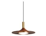 Simplicité Japonaise des lustres en Forme de Soucoupe Volante Suspension LED 10W Lumière Chaude Lampe Suspendue à Motif d'abat-Jour en Noyer