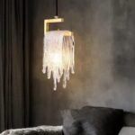 Suspension KunMai moderne dorée à 1 lumière, lampe suspendue en verre faite main en forme de cascade