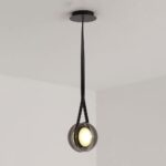 Suspension en verre gris fumé, mini suspension boule LED, lampe suspendue semi-encastrée, hauteur réglable