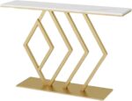 Table Console Table Console Moderne, Table de canapé géométrique de 31,4 Pouces, avec Plateau en marbre et Base en méta
