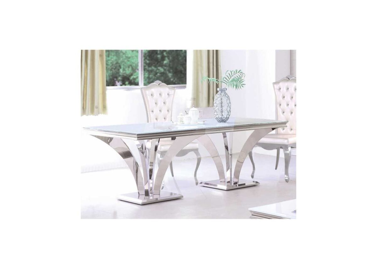 Table à manger rectangulaire et fixe en acier inoxydable - FONTAINE – Image 1