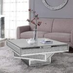 Table basse en verre miroir moderne avec accents paillettes – Image 5