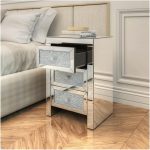 Table de Chevet Miroir Argenté avec 3 Tiroirs – Élégance et Rangement – Image 5