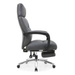 Chaise de bureau ergonomique à dossier haut, pivotante à 360°, hauteur réglable, tissu en lin – Image 3
