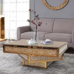 Table Basse Moderne et Glamour en Verre Miroir avec Accents Scintillants – Image 4