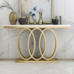 Console rectangulaire moderne avec plateau en marbre et base en acier inoxydable – Image 3