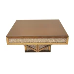 Table Basse Moderne et Glamour en Verre Miroir avec Accents Scintillants