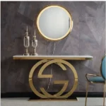 Table console avec plateau en marbre et base en acier – Image 5