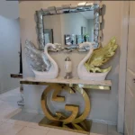 Table console avec plateau en marbre et base en acier – Image 4