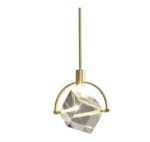 lumière Suspension en cristal moderne en finition laiton brossé doré Mini lampe suspendue à LED Lampe suspendue à tige en métal Plafonnier simple