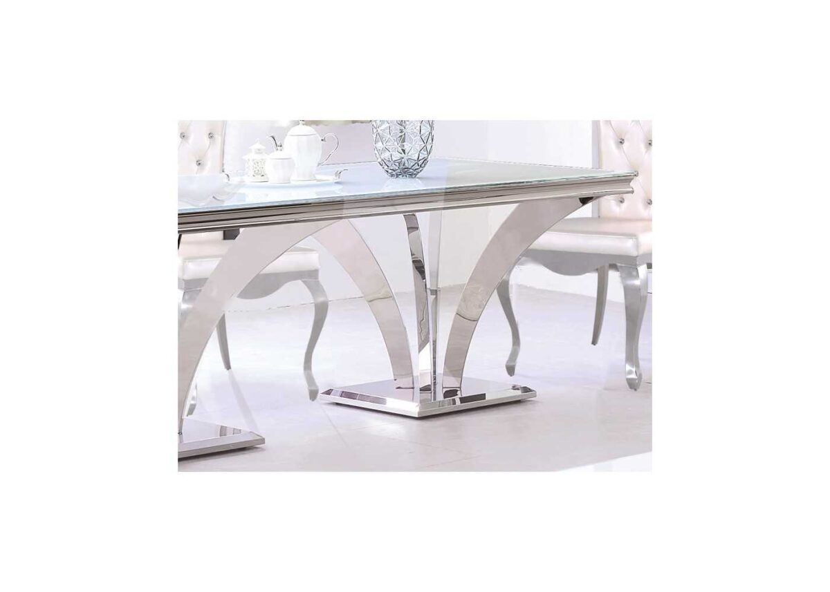 Table à manger rectangulaire et fixe en acier inoxydable - FONTAINE – Image 3