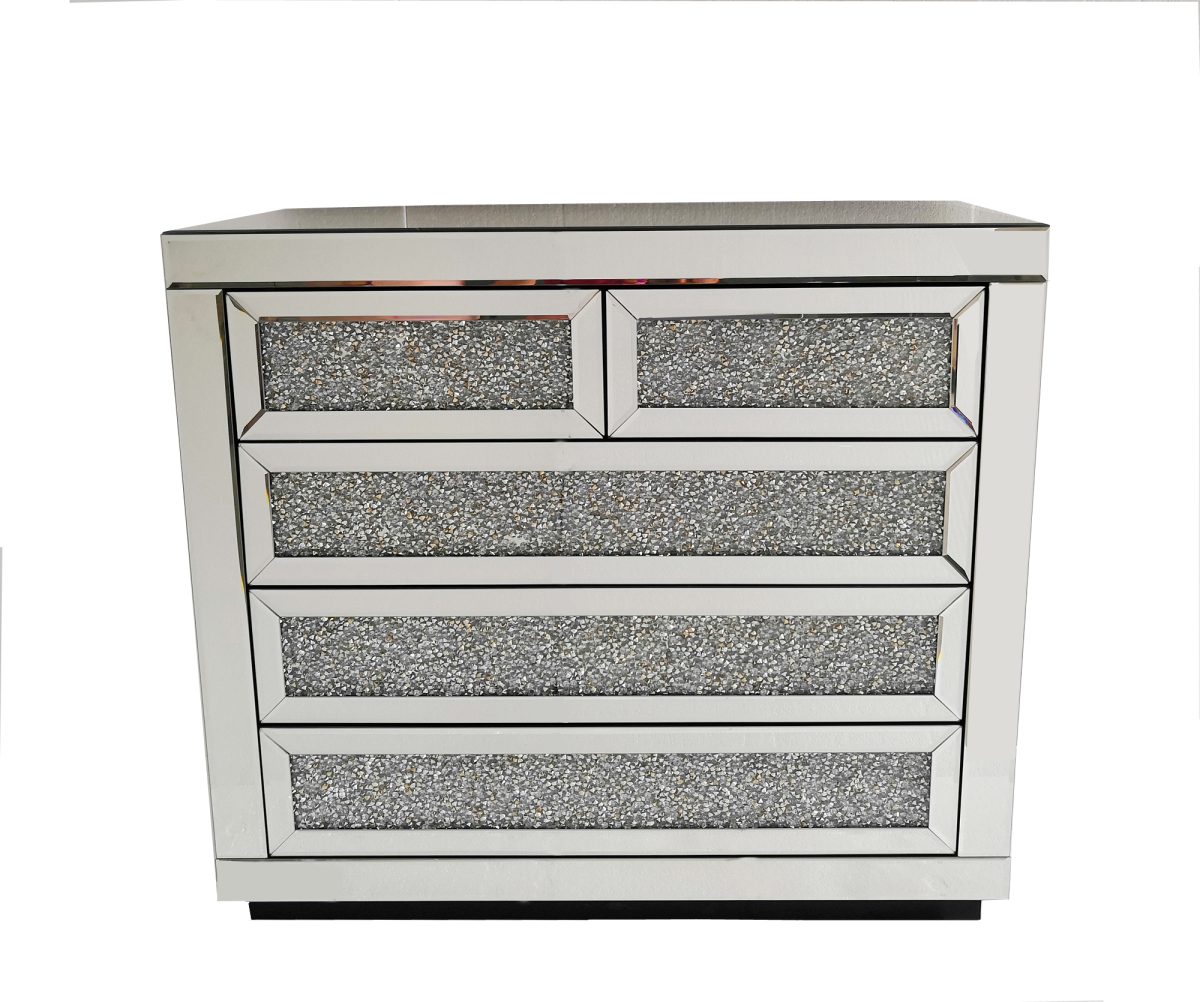 tiroirs en fer forgé, meuble de chambre à coucher, Table de toilette en miroir, commode en diamant écrasé – Image 1