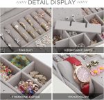 DesignSter Boîte à bijoux, Organisateur de bijoux avec 2 tiroirs, Boîte de rangement de bijoux en cuir à 3 couches avec serrure, Coffret à Bijoux pour... – Image 6