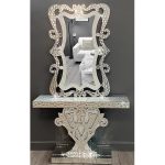 Table Console Italienne de Luxe – Métal Or Rose & Plateau Miroir – Image 5