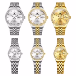 Montres Couple OLEVS – Paire de Montres Quartz Dorées, Étanches & Lumineuses – Cadeau Élégant pour Hommes et Femme – Image 3