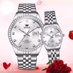 Montres Couple OLEVS – Paire de Montres Quartz Dorées, Étanches & Lumineuses – Cadeau Élégant pour Hommes et Femme – Image 5