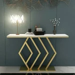 Table Console Moderne en Acier et Marbre – Élégance et Fonctionnalité
