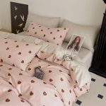 Parure de lit 2 personnes : Coton Pied-de-poule et Cœurs (220x240 cm) – Image 3