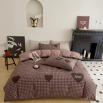 Housse de couette Coton Pied-de-poule & Cœurs - 220x240 cm