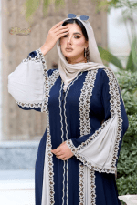Robe hijab sophistiquée avec délicates finitions en dentelle – Image 3