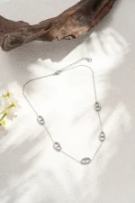 Parure Collier & Boucles d’Oreilles Motif Ovale en Acier Inoxydable – Élégance Raffinée & Style Intemporel – Image 2