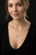 Collier Femme Double Tour Y Doré Motif Ovale en Acier Inoxydable – Élégance Moderne & Raffinement Chic4,80 € – Image 2