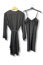 Ensemble Pyjama en satin – Nuisette et peignoir élégant – Image 3