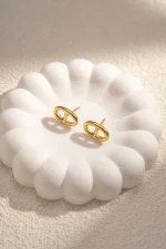 Parure Collier & Boucles d’Oreilles Motif Ovale en Acier Inoxydable – Élégance Raffinée & Style Intemporel – Image 4