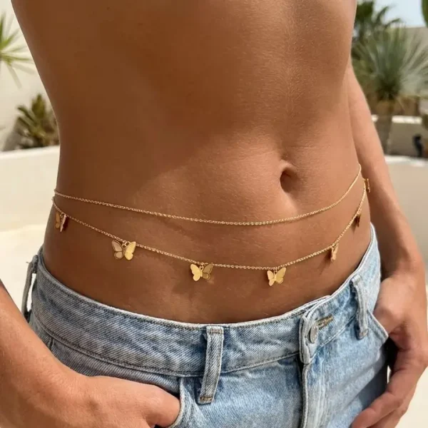 Chaîne de Taille Papillon en Acier Inoxydable – Féminité & Élégance Scintillante
