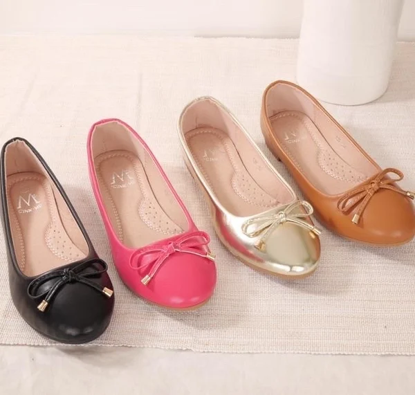 Ballerines Chic à Petit Nœud en Bi-Matière PU