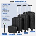 4 Piece Hardside Luggage Set with Free Luggage Scale – 20/24/28 Inch Suitcase + Vanity Case – Lightweight Hard Shell Travel Suitcases – 360° Spinner Wheels – TSA Lock – Carry On & Checked Baggage – ABS – For Women Men Family Holiday Business Trip Vacation – Image 6