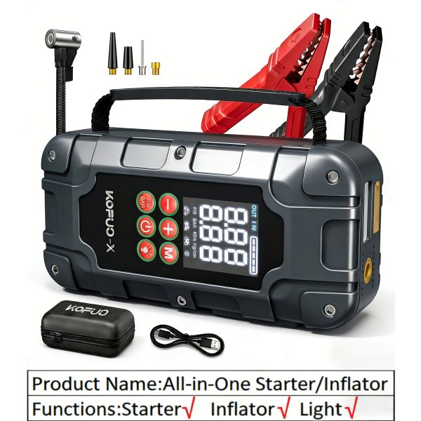 7500a 9500a car jump starter 150psi tire inflator - Temu Netherlands - Model : 9500A Starter + Air Pump, Gray