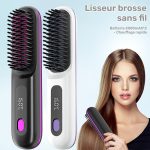 Lisseur à cheveux sans fil – Chauffe rapide, rechargeable par Type-C, anti-brûlure, léger