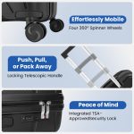 4 Piece Hardside Luggage Set with Free Luggage Scale – 20/24/28 Inch Suitcase + Vanity Case – Lightweight Hard Shell Travel Suitcases – 360° Spinner Wheels – TSA Lock – Carry On & Checked Baggage – ABS – For Women Men Family Holiday Business Trip Vacation – Image 7
