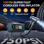 KOPUO 7500A/9500A Car Jump Starter with 150PSI Tire Inflator, Emergency Battery Booster with Safety Hammer, UP to 10L Gas & 8L Diesel 12V Vehicle Start, Type-C Fast Charging, Digital Display & LED Light for Car Truck SUV – Image 4