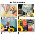 Upgraded 6-Blade 2-In-1 Portable Electric Juicer And Blender, USB Rechargeable Juicer with 2pcs Cups, Sports Lid Shaker Juice Cup, Wireless Multifunctional Portable Juicer, Making Smooth Juices, Fruit Mixer, Beverage Maker – Image 7