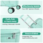 4 Piece Hardside Luggage Set with Free Luggage Scale – 20/24/28 Inch Suitcase + Vanity Case – Lightweight Hard Shell Travel Suitcases – 360° Spinner Wheels – TSA Lock – Carry On & Checked Baggage – ABS – For Women Men Family Holiday Business Trip Vacation – Image 19