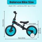 UBRAVOO Vélo pour enfants, vélo d'équilibre 4-en-1 avec pédales amovibles et roues d'apprentissage pliables (inclus repose-pieds et roues d'apprentissage), tricycle et vélo convertibles, convient aux garçons et aux filles de 2 à 5 ans, le meilleur cadeau de Noël – Image 6