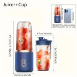 Upgraded 6-Blade 2-In-1 Portable Electric Juicer And Blender, USB Rechargeable Juicer with 2pcs Cups, Sports Lid Shaker Juice Cup, Wireless Multifunctional Portable Juicer, Making Smooth Juices, Fruit Mixer, Beverage Maker – Image 3