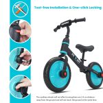 UBRAVOO Vélo pour enfants, vélo d'équilibre 4-en-1 avec pédales amovibles et roues d'apprentissage pliables (inclus repose-pieds et roues d'apprentissage), tricycle et vélo convertibles, convient aux garçons et aux filles de 2 à 5 ans, le meilleur cadeau de Noël – Image 10