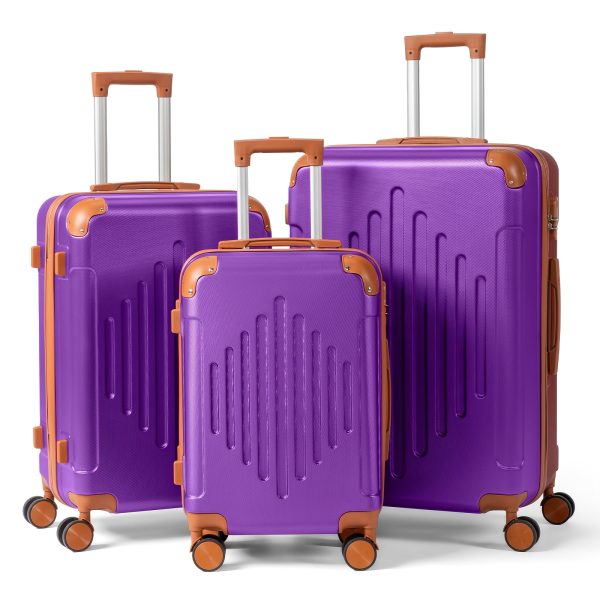 ensemble valises rigides 4/5 pièces valise rigide extensible - Temu United Kingdom - Couleur : Violet foncé associé au marron - Modèle : 3 en 1 (20 pouces + 24 pouces + 28 pouces)