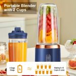 Upgraded 6-Blade 2-In-1 Portable Electric Juicer And Blender, USB Rechargeable Juicer with 2pcs Cups, Sports Lid Shaker Juice Cup, Wireless Multifunctional Portable Juicer, Making Smooth Juices, Fruit Mixer, Beverage Maker – Image 2