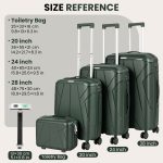 4 Piece Hardside Luggage Set with Free Luggage Scale – 20/24/28 Inch Suitcase + Vanity Case – Lightweight Hard Shell Travel Suitcases – 360° Spinner Wheels – TSA Lock – Carry On & Checked Baggage – ABS – For Women Men Family Holiday Business Trip Vacation – Image 12