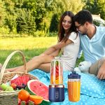 Upgraded 6-Blade 2-In-1 Portable Electric Juicer And Blender, USB Rechargeable Juicer with 2pcs Cups, Sports Lid Shaker Juice Cup, Wireless Multifunctional Portable Juicer, Making Smooth Juices, Fruit Mixer, Beverage Maker – Image 4