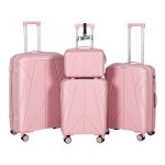 4 Piece Hardside Luggage Set with Free Luggage Scale – 20/24/28 Inch Suitcase + Vanity Case – Lightweight Hard Shell Travel Suitcases – 360° Spinner Wheels – TSA Lock – Carry On & Checked Baggage – ABS – For Women Men Family Holiday Business Trip Vacation