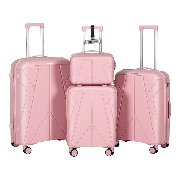 4 Piece Hardside Luggage Set with Free Luggage Scale – 20/24/28 Inch Suitcase + Vanity Case – Lightweight Hard Shell Travel Suitcases – 360° Spinner Wheels – TSA Lock – Carry On & Checked Baggage – ABS – For Women Men Family Holiday Business Trip Vacation